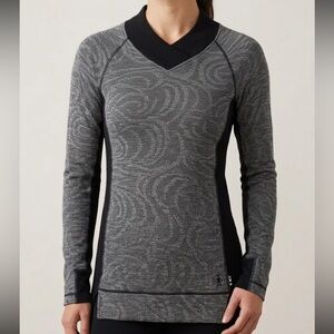Smartwool Merino Wool Base Layer Sweater Vneck Size Medium Grey Black